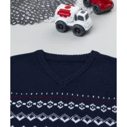 Prenatal Chaleco de niño azul con bordados