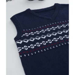 Prenatal Chaleco de niño azul con bordados