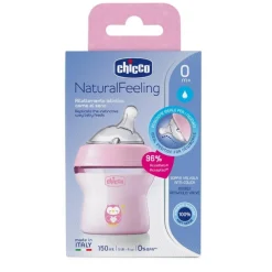 CHICCO - Biberón Natural Feeling 150ml 0m+ Rosa