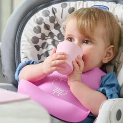 CHICCO - Conjunto silicona Easy Start Rosa* Preparación Comida Y Accesorios·Platos Y Cubiertos Infantiles