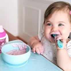 CHICCO - Conjunto silicona Easy Start Azul* Preparación Comida Y Accesorios·Platos Y Cubiertos Infantiles