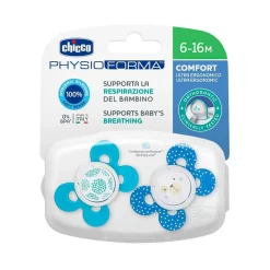 CHICCO - Pack 2 Chupetes Physio Comfort silicona 6-16M Azul* Biberones Y Chupetes·Chupetes
