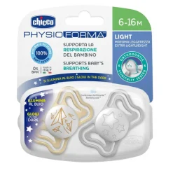 CHICCO - Pack 2 Chupetes Physio Light Glow 6-16m* Biberones Y Chupetes·Chupetes