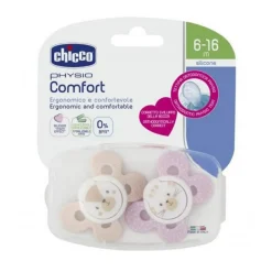 CHICCO - Pack 2 Chupetes Physio Comfort silicona 6-16M Rosa* Biberones Y Chupetes·Chupetes