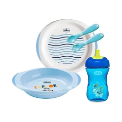 CHICCO - Set de comida azul + 12 meses