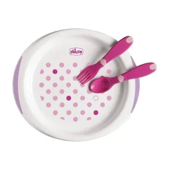 CHICCO - Set de comida rosa + 12 meses* Preparación Comida Y Accesorios·Platos Y Cubiertos Infantiles