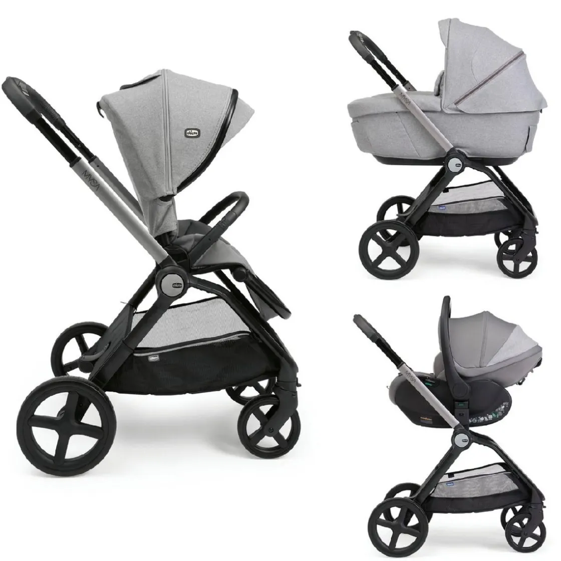 CHICCO - Trio Mysa Gran Comfort y First Seat Recline Lunar Rock