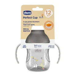 CHICCO - Vaso Perfect 360 12M - Gris 200ml* Preparación Comida Y Accesorios·Tazas Y Vasos