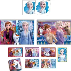 CLEMENTONI - Frozen - Edukit 4 en 1: Puzzle de 48 piezas, juego de memoria y 6 cubos educativos ㅤ