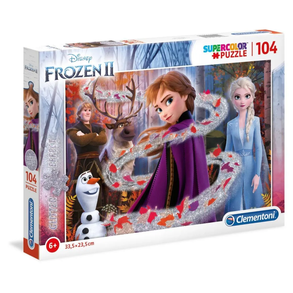 CLEMENTONI - Frozen - Puzzle infantil efecto purpurina 104 piezas ㅤ* Juegos Y Puzzles