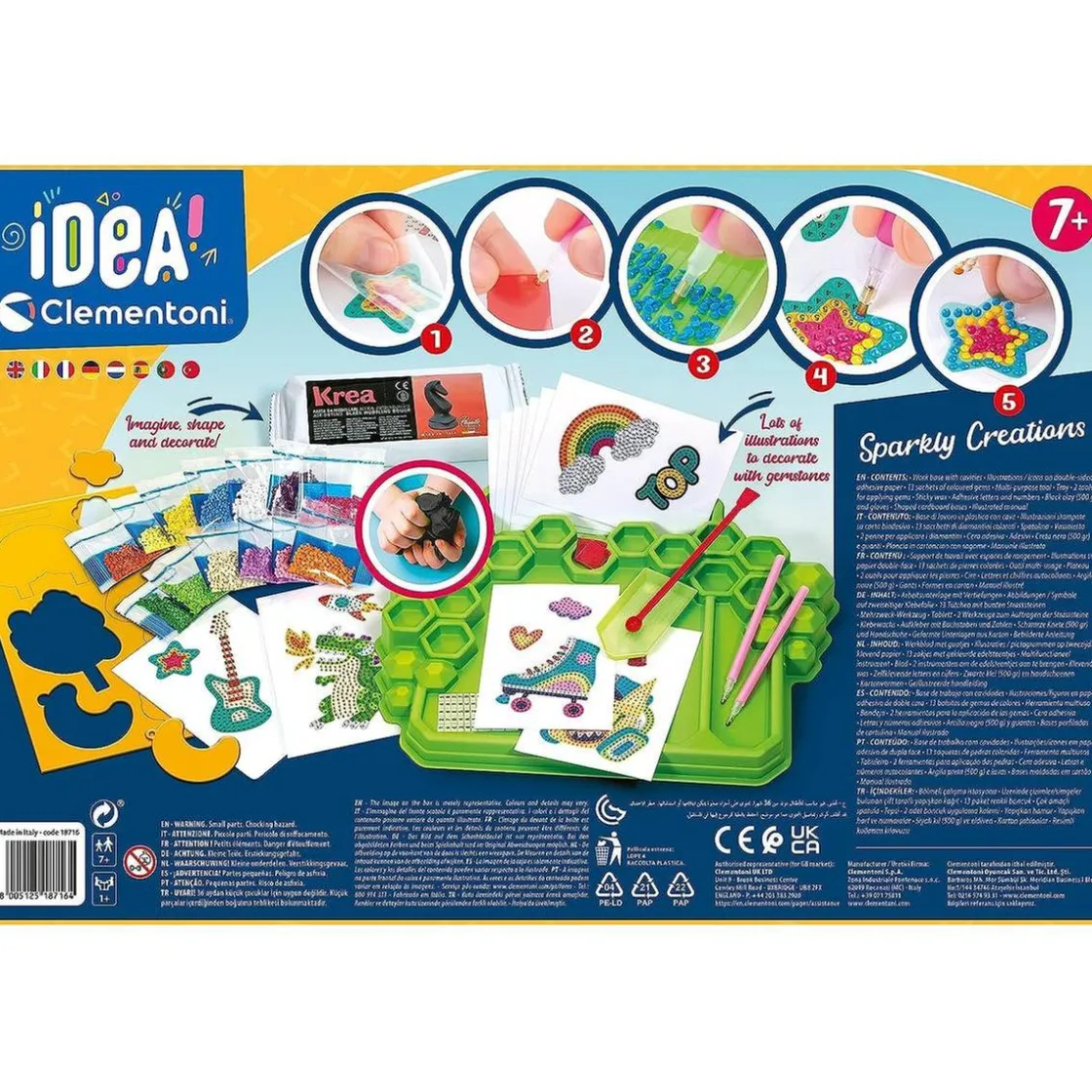 CLEMENTONI - Kit de pegatinas 3D brillantes y diamantes creativo para regalo* Arte Y Manualidades