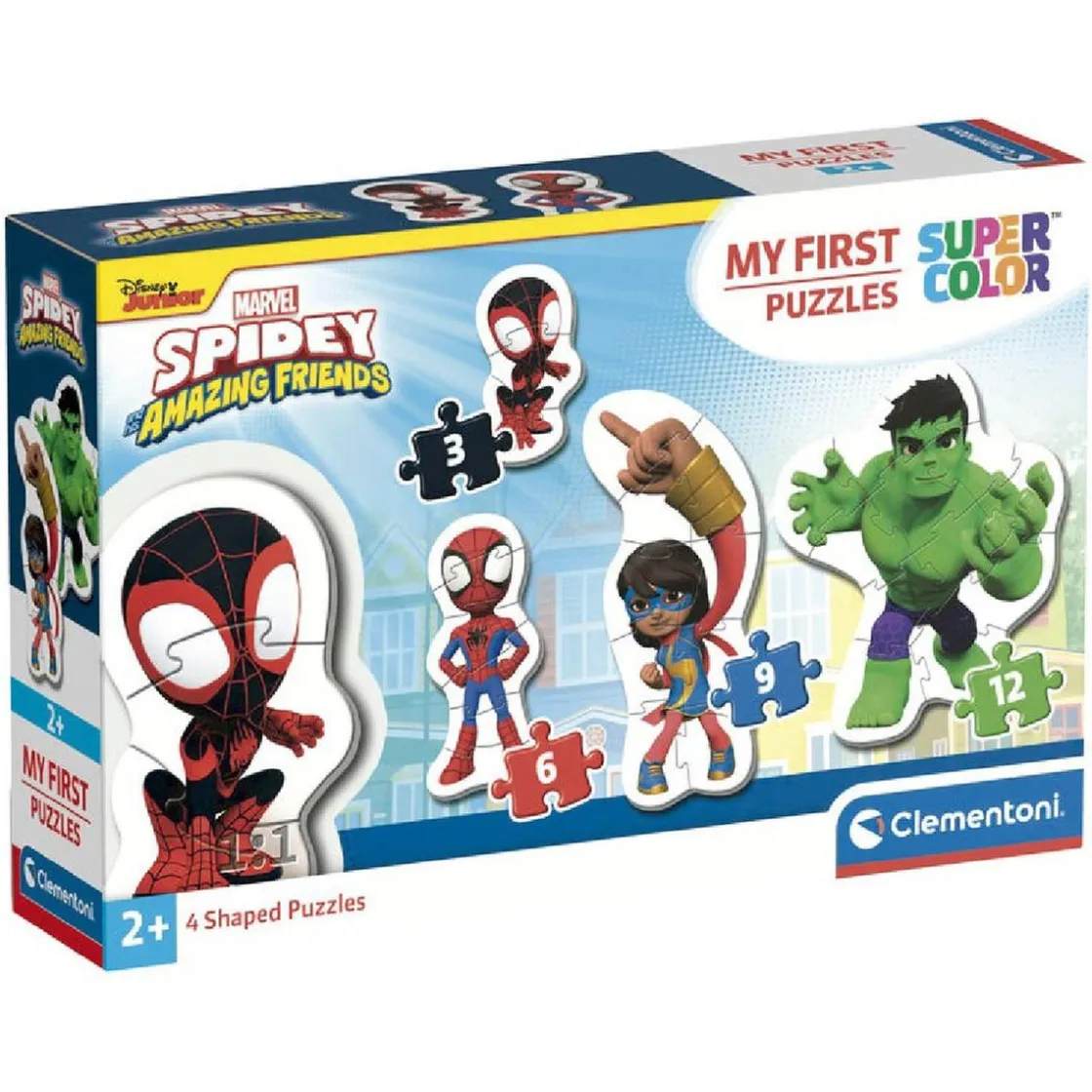 CLEMENTONI - Mis primeros Puzzles Progresivos 3-6-9-12 - Spidey y su Superequipo