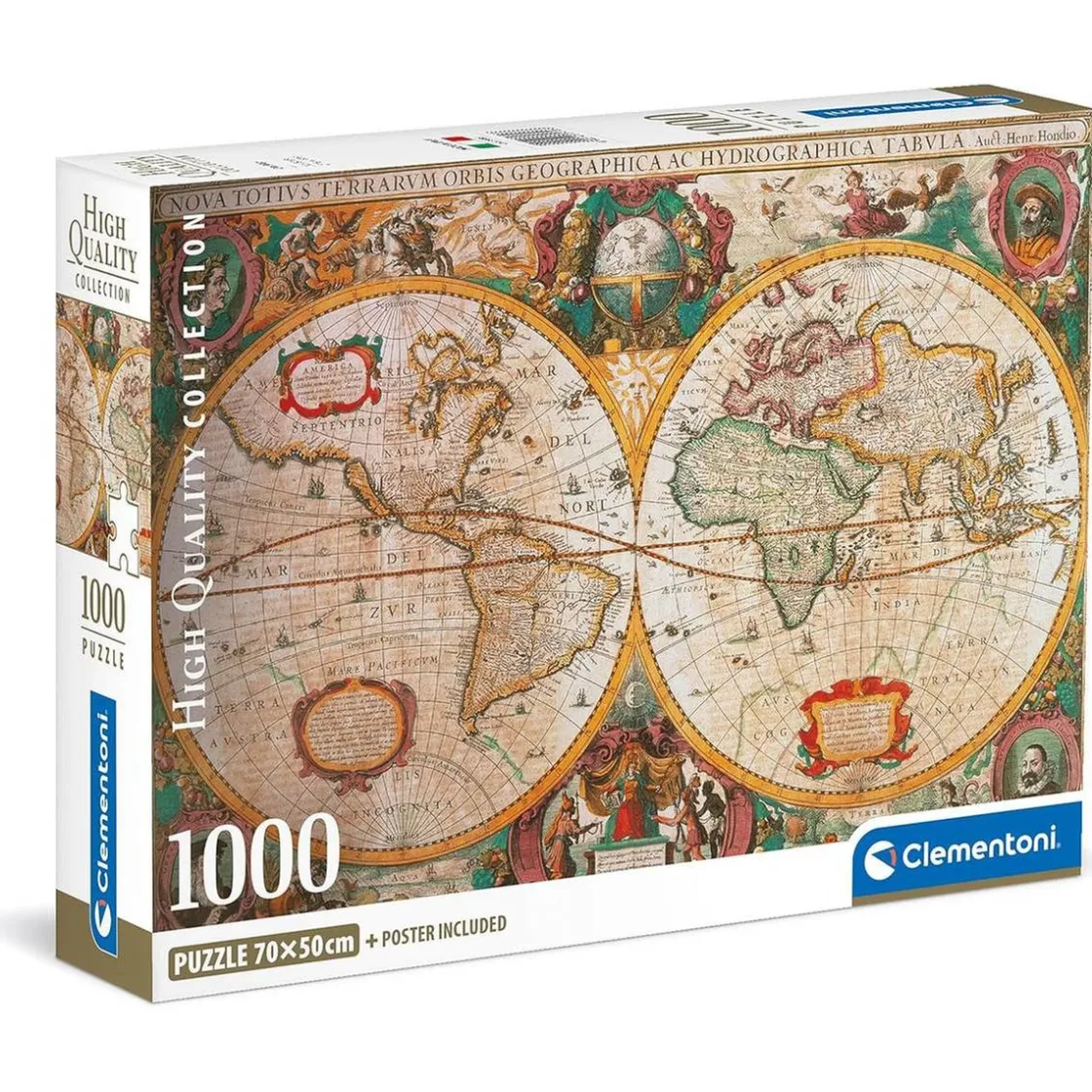 CLEMENTONI - Puzzle de 1000 piezas con Mapa antiguo, fabricado en Italia ㅤ* Juegos Y Puzzles