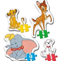 CLEMENTONI - Puzzle progresivo Animales, 3-6-9-12 piezas, Amigos del Reino Animal ㅤ
