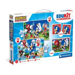 CLEMENTONI - Puzzles Edukit 4 en 1 Sonic