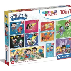 CLEMENTONI - Puzzles progresivos de superhéroes DC Comics, 10 en 1, multicolor, tamaño medium ㅤ* Juegos Y Puzzles