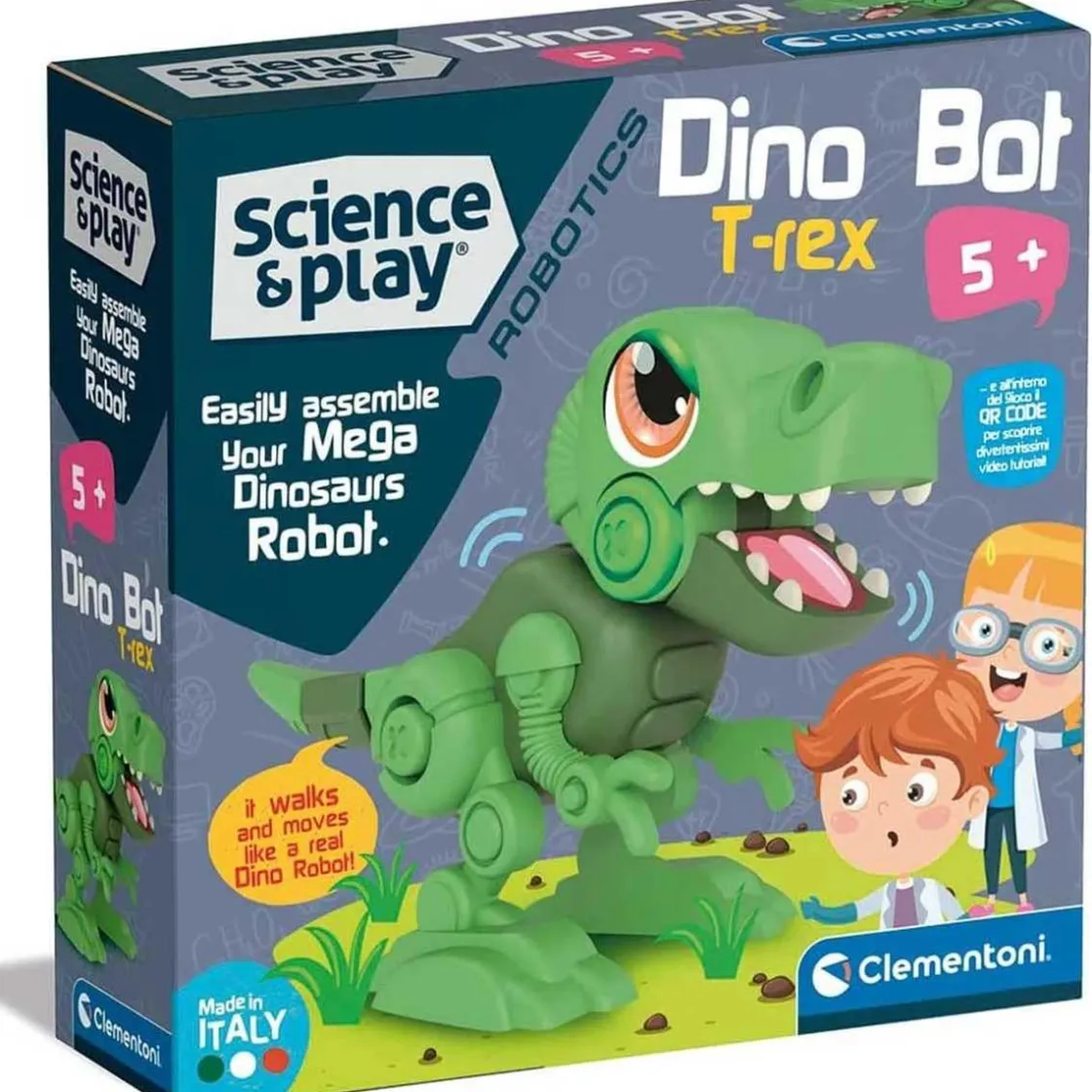 CLEMENTONI - Robot T-Rex para Montar y Aprender Robótica Infantil, Juguete Educativo ㅤ