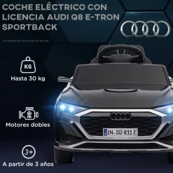 AIYAPLAY Coche Eléctrico Audi Q8 Etron Sportback 12V Negro