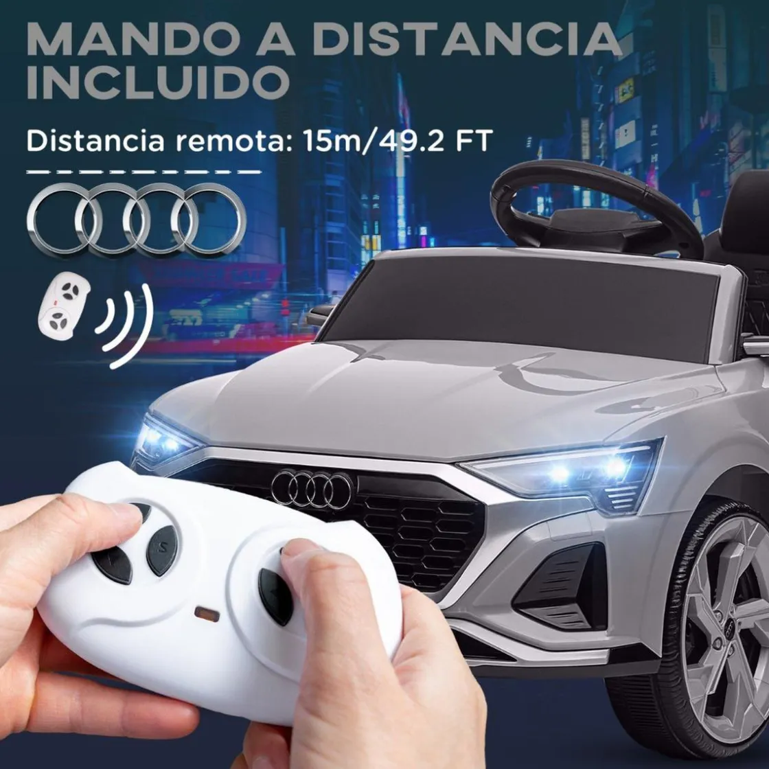 AIYAPLAY Coche Eléctrico Audi Q8 Etron Sportback 12V Gris* Vehículos De Batería O A Pedales