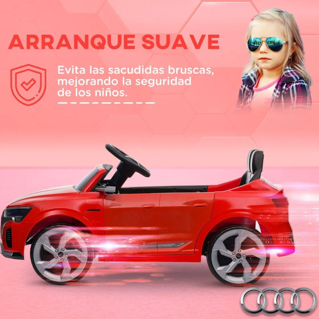 AIYAPLAY Coche Eléctrico Infantil Audi Q8 Etron Sportback 12V Rojo* Vehículos De Batería O A Pedales