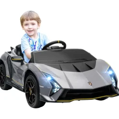 AIYAPLAY Coche eléctrico Lamborghini Autentica Gris* Vehículos De Batería O A Pedales