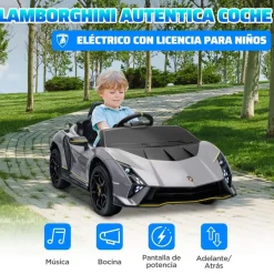 AIYAPLAY Coche eléctrico Lamborghini Autentica Gris* Vehículos De Batería O A Pedales