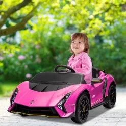 AIYAPLAY Coche eléctrico Lamborghini Autentica Rosa