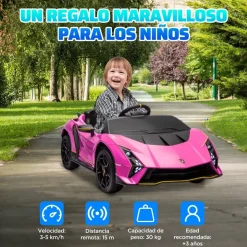 AIYAPLAY Coche eléctrico Lamborghini Autentica Rosa