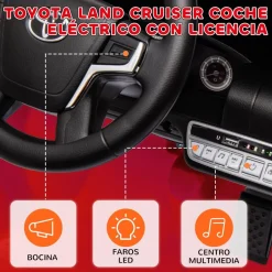 AIYAPLAY Coche eléctrico Toyota LAND CRUISER Rojo