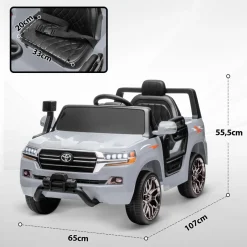 AIYAPLAY Coche eléctrico Toyota LAND CRUISER Gris* Vehículos De Batería O A Pedales