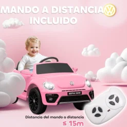 AIYAPLAY Coche eléctrico Volkswagen Beetle Rosa