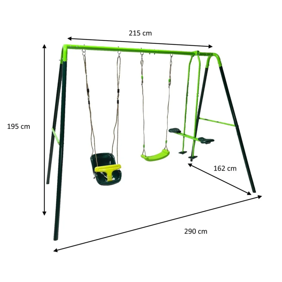 MASGAMES Columpio metálico triple Gingo + asiento bebé* Columpios