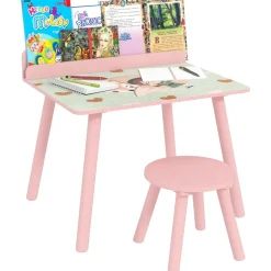 AIYAPLAY Conjunto de mesa y silla con estante integrado Rosa* Estilo De Vida