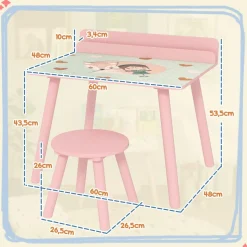 AIYAPLAY Conjunto de mesa y silla con estante integrado Rosa* Estilo De Vida