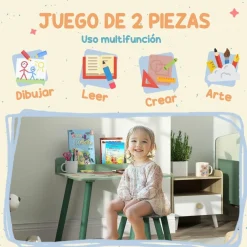 AIYAPLAY Conjunto de mesa y silla con estante integrado Verde* Estilo De Vida