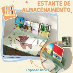 AIYAPLAY Conjunto de mesa y silla con estante integrado Verde* Estilo De Vida