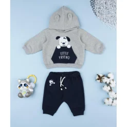 Prenatal Conjunto felpa niño gris y azul con perrito