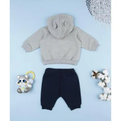 Prenatal Conjunto felpa niño gris y azul con perrito