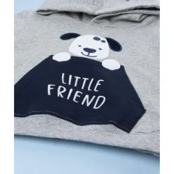 Prenatal Conjunto felpa niño gris y azul con perrito