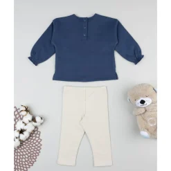 Prenatal Conjunto jogging azul y beige para niña con perrito* Niña·Bebé Niña 3-36 Meses|Bebé Niña 3-36 Meses·Vestidos, Conjuntos Y Deporte