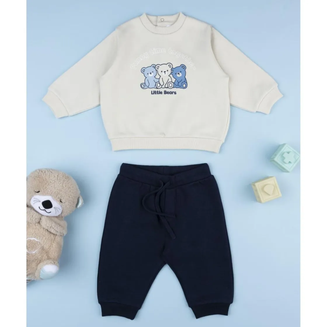 Prenatal Conjunto jogging bebé beige y azul con ositos* Niño·Bebé Niño 3-36 Meses|Bebé Niño 3-36 Meses·Conjuntos Y Deporte