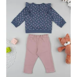 Prenatal Conjunto niña azul y rosa con flores