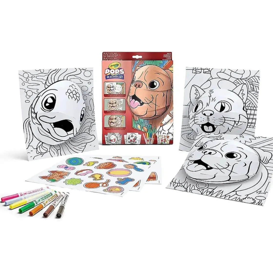 CRAYOLA - Juego de colorear y construir obras de arte tridimensionales con tema de animales domésticos