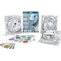 CRAYOLA - Juego de páginas para colorear y construir, tema del mundo marino, arte tridimensional ㅤ