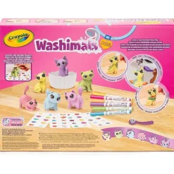 CRAYOLA - Kit de actividades Washimals Pets para colorear y bañar animales bebés con pegatinas en colores pastel