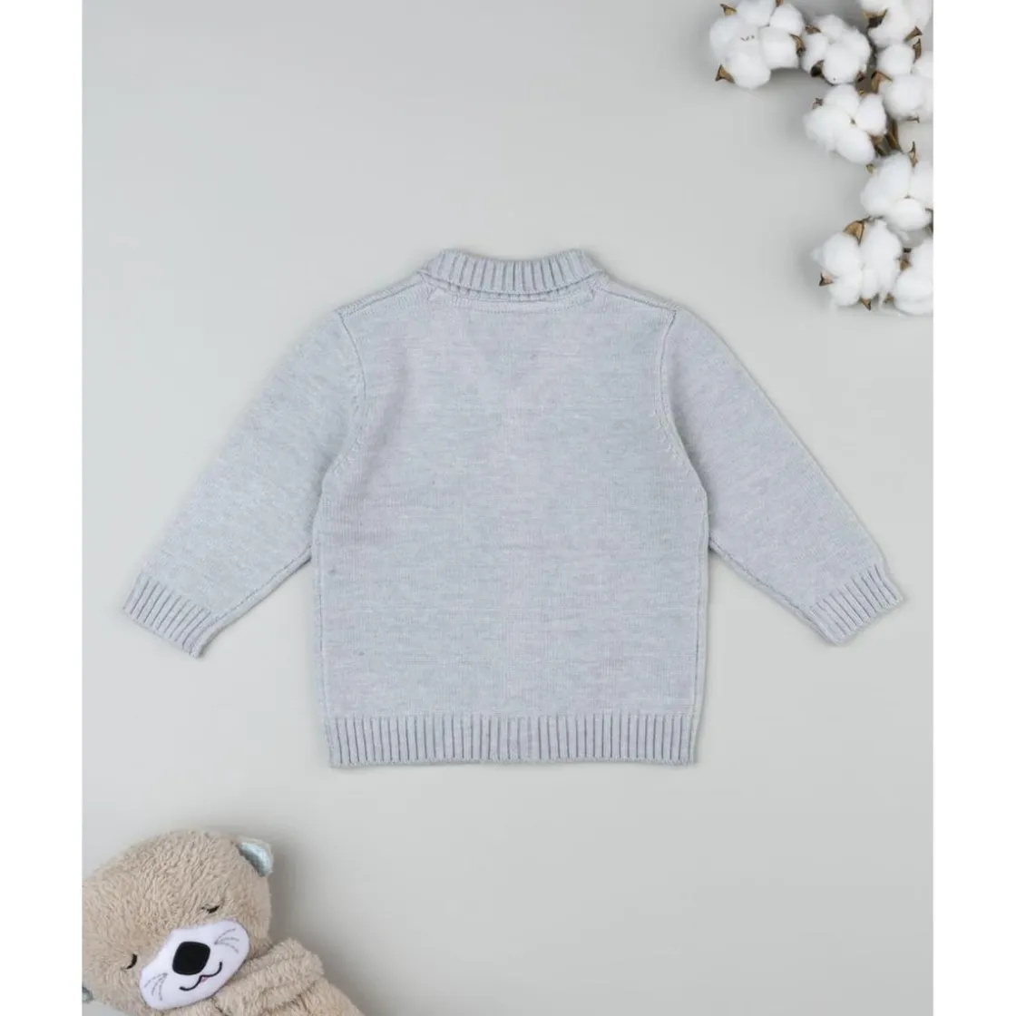 Prenatal Cárdigan bebé gris con parche* Niño·Bebé Niño 3-36 Meses|Bebé Niño 3-36 Meses·Jerséis Y Cardigans