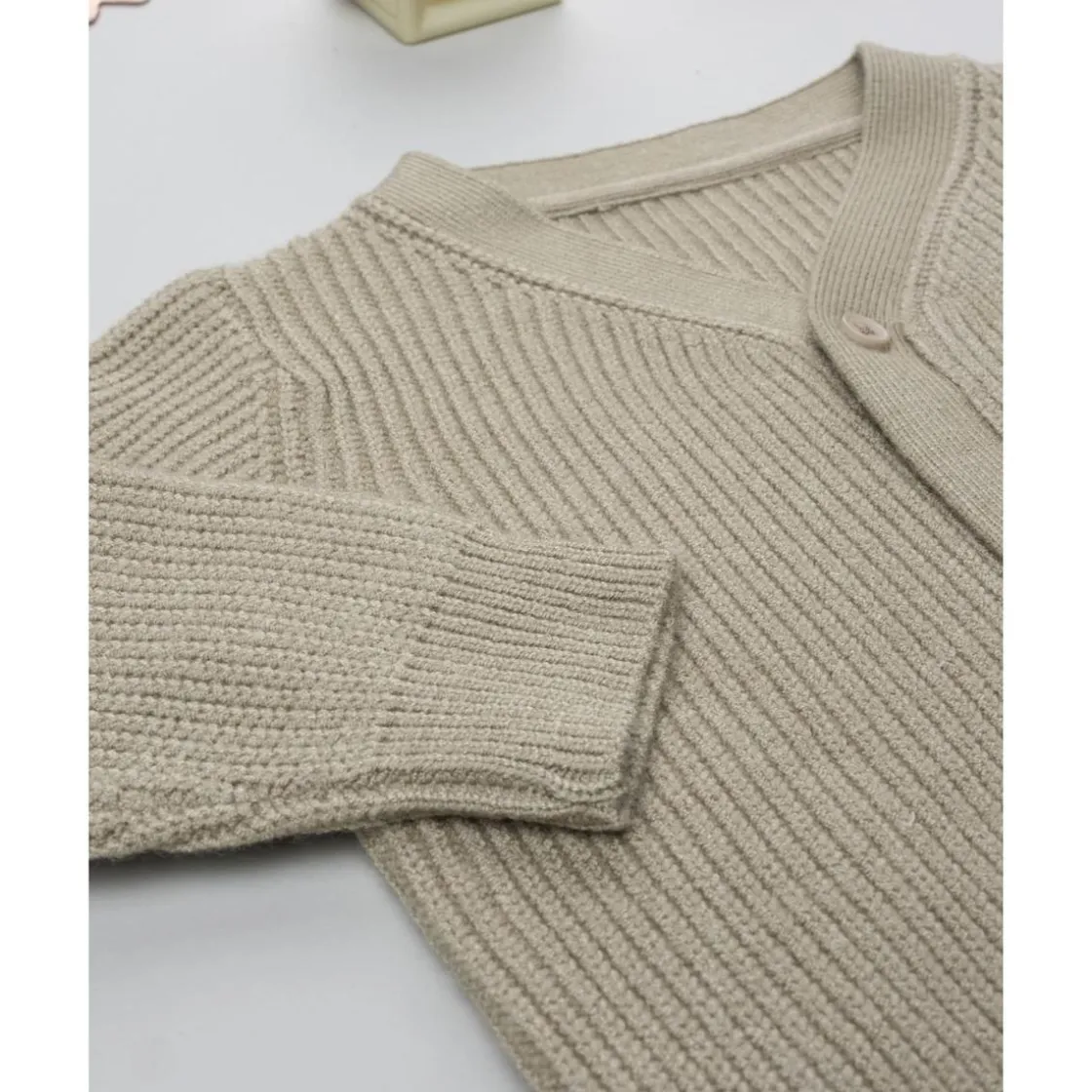 Prenatal Cárdigan de niño beige de punto tricot