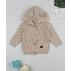 Prenatal Cárdigan de niño marrón tricot con capucha* Recién Nacido·Primeras Salidas|Primeras Salidas·Cardigans
