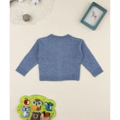 Prenatal Cárdigan niña azul con bordado floral