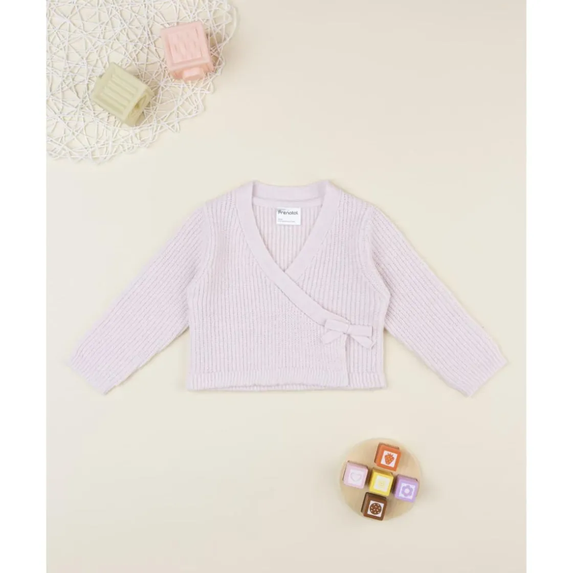 Prenatal Cárdigan niña rosa con lazo